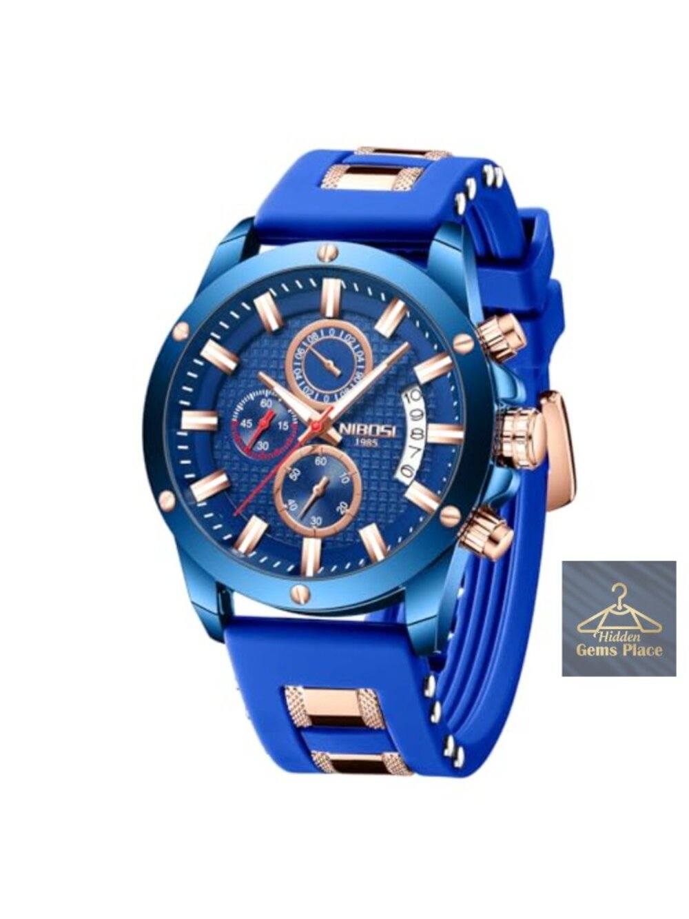Sport Chronograph Watch for Men, Analog Quartz Big Face Stainless Steel